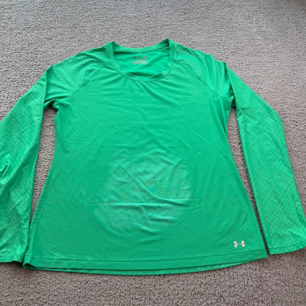 Under Armour Mens HeatGear Long Sleeve Fitted Shirt Green LG 6122